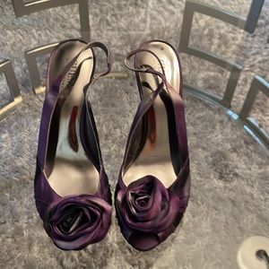 Black and purple high heel sandals. Guess by Marciano heels